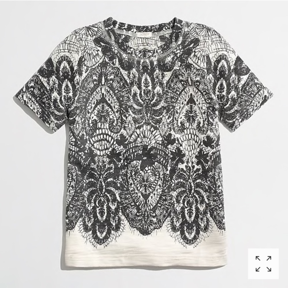 JCrew Lace printed short sleeve sweatshirt